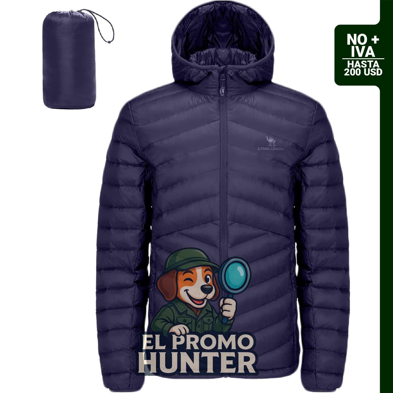 Chaqueta de plumón plegable con capucha para hombre, ligera y aislante, adecuada para actividades al aire libre.