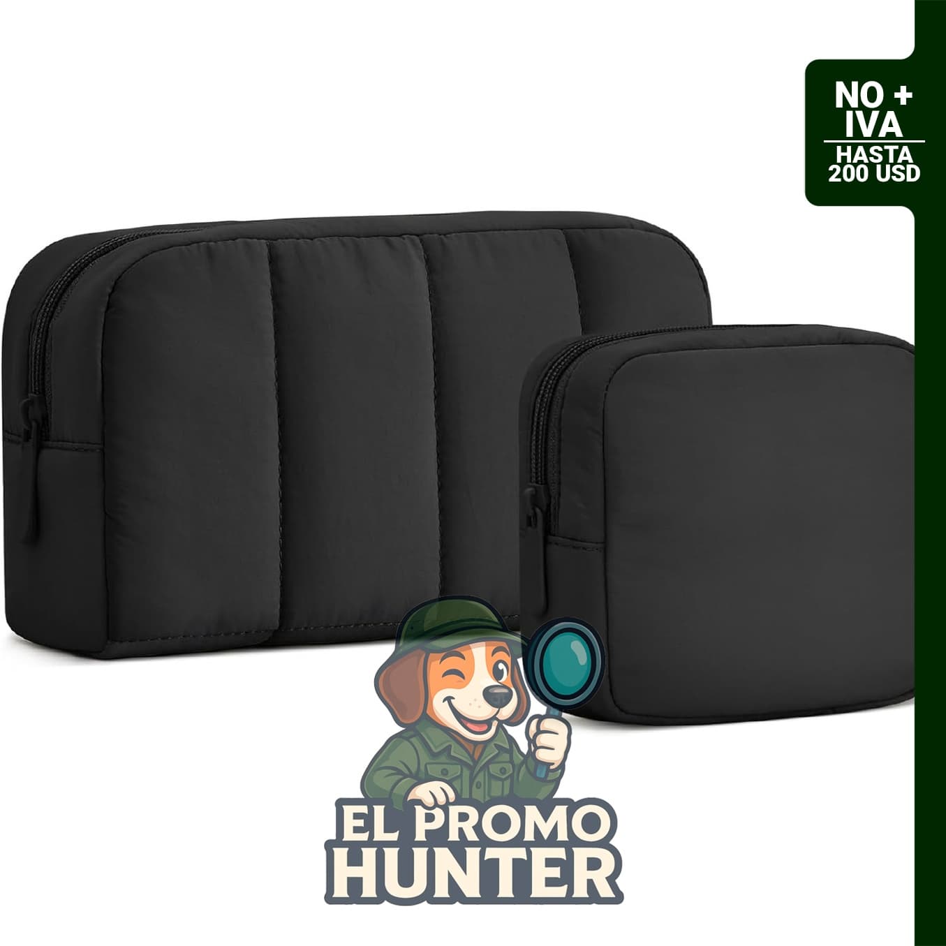 Set de 2 bolsas de maquillaje y aseo de viaje, acolchadas y esponjosas, para organización de cosméticos.