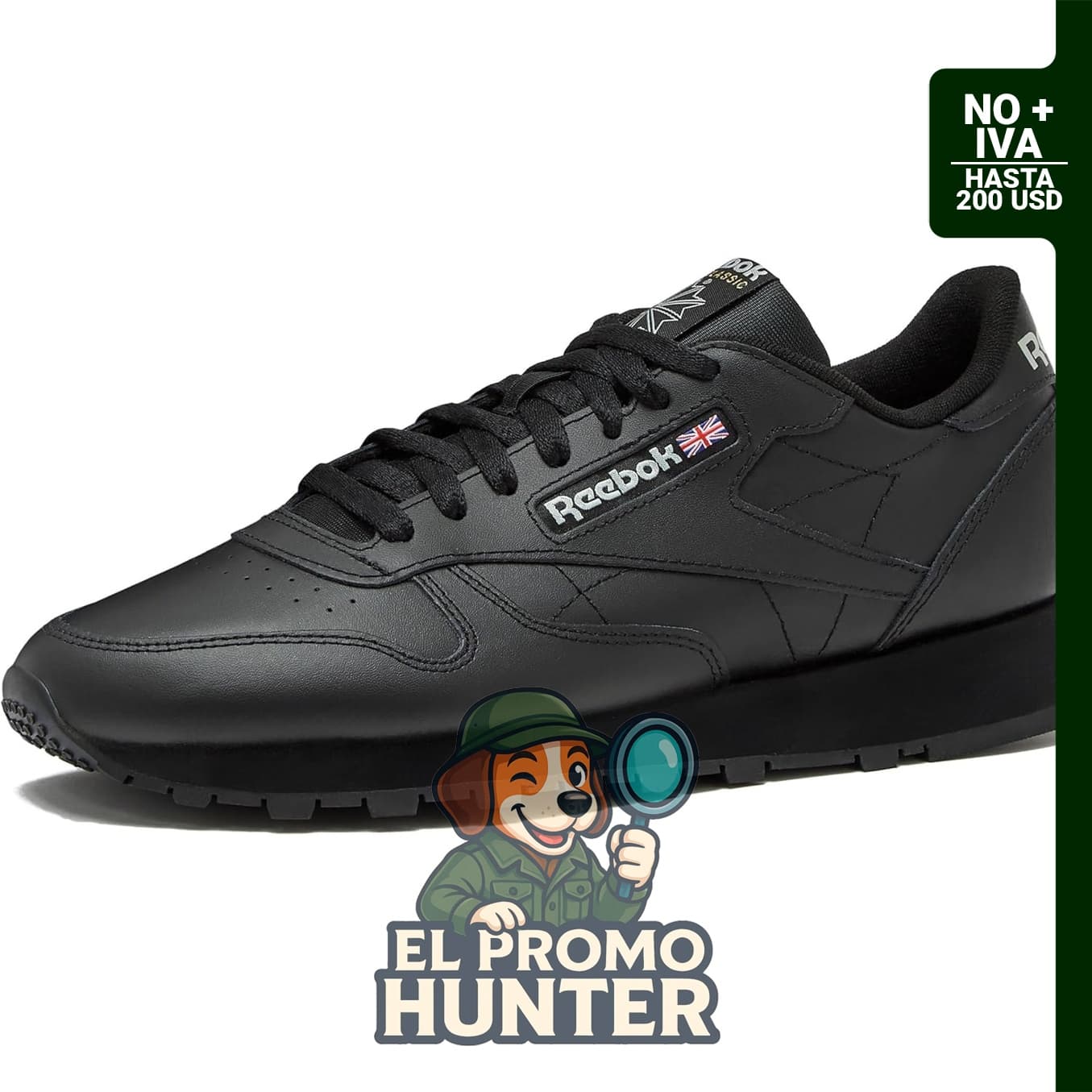 Zapatillas clásicas de cuero Reebok para hombre, diseño casual y deportivo.