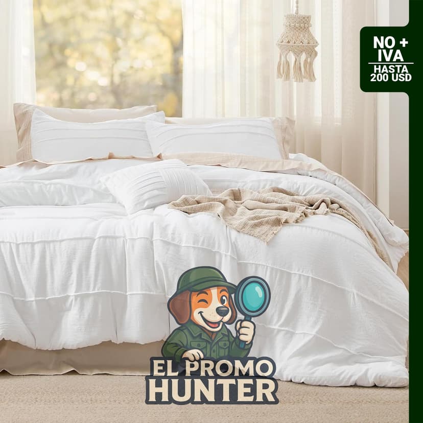 Juego de edredón blanco tamaño Twin XL de 3 piezas, incluye edredón y funda.