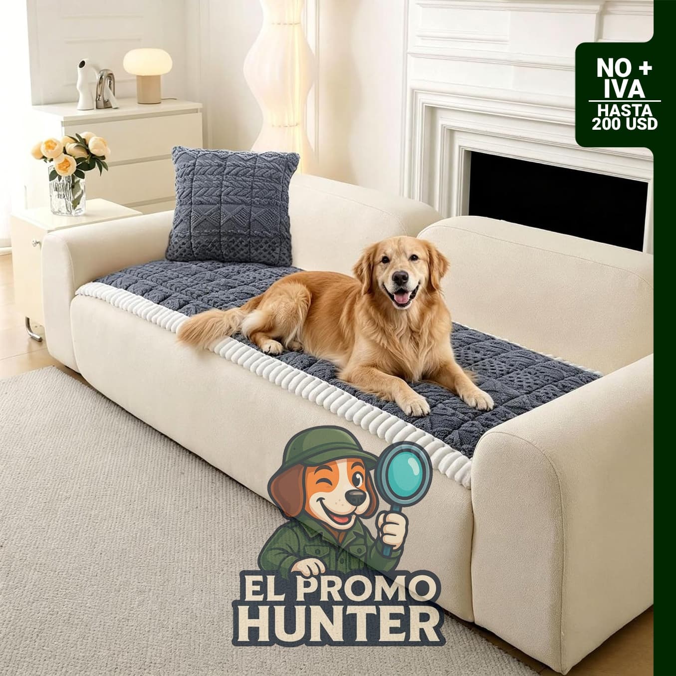 Funda de sofá para perros, lavable y antideslizante, apta para sofá biplaza, diseño geométrico de jacquard.
