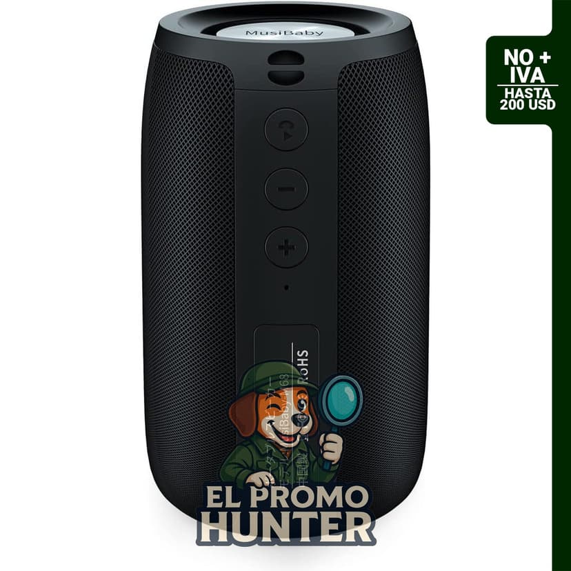 Bocinas Bluetooth MusiBaby M68, portátiles e impermeables, con emparejamiento dual y más de 24 horas de reproducción.