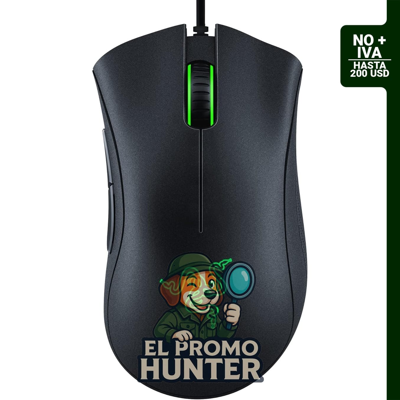 Razer DeathAdder Essential, mouse gaming con sensor óptico de 6400 DPI, 5 botones programables y empuñaduras laterales de goma.