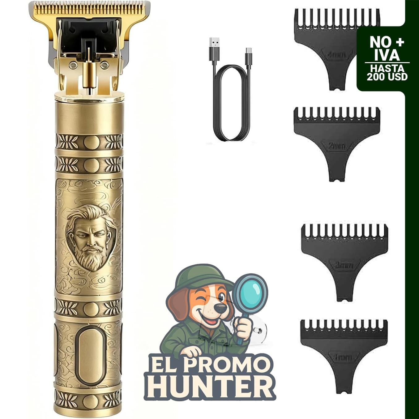 Recortadora de barba inalámbrica con pantalla LCD, recargable y profesional para corte de pelo.