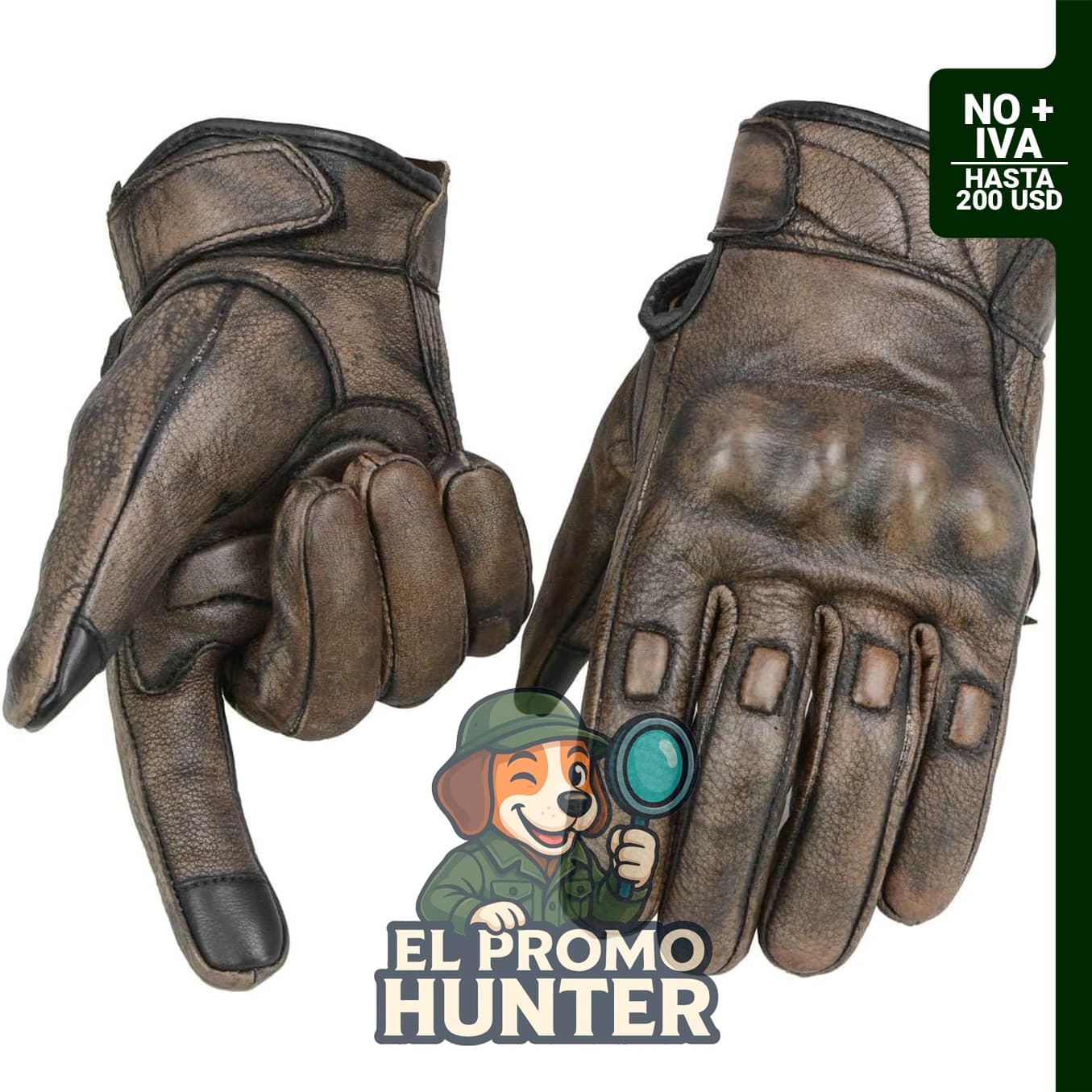 Guantes de piel marrón Milwaukee Leather MG7514 para hombre, compatibles con pantalla táctil i-Touch y con nudillos protectores.