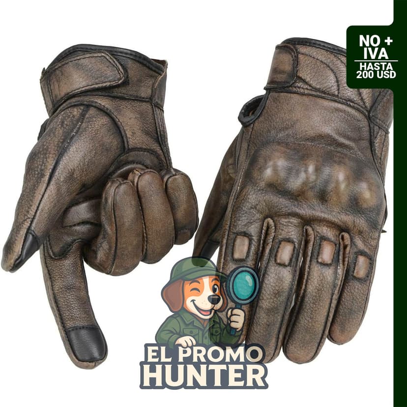 Guantes de piel marrón Milwaukee Leather MG7514 para hombre, compatibles con pantalla táctil i-Touch y con nudillos protectores.