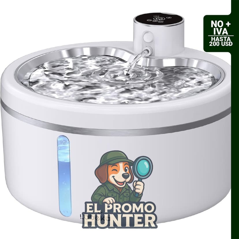 Fuente de agua inalámbrica para gatos, capacidad de 2.5 L (84 oz), incluye bandeja de acero inoxidable.