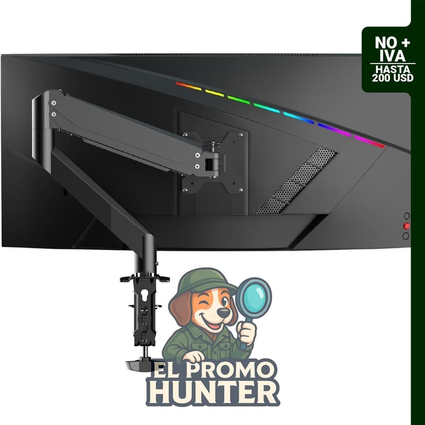 Brazo de monitor de resorte de gas ajustable para monitores de hasta 32" (81 cm) y 24 lb (10.9 kg).