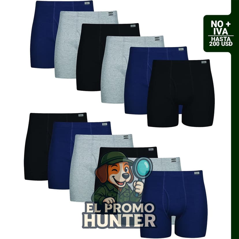 Paquete de calzoncillos tipo bóxer para hombre, confeccionados en algodón, con propiedades absorbentes y transpirables.