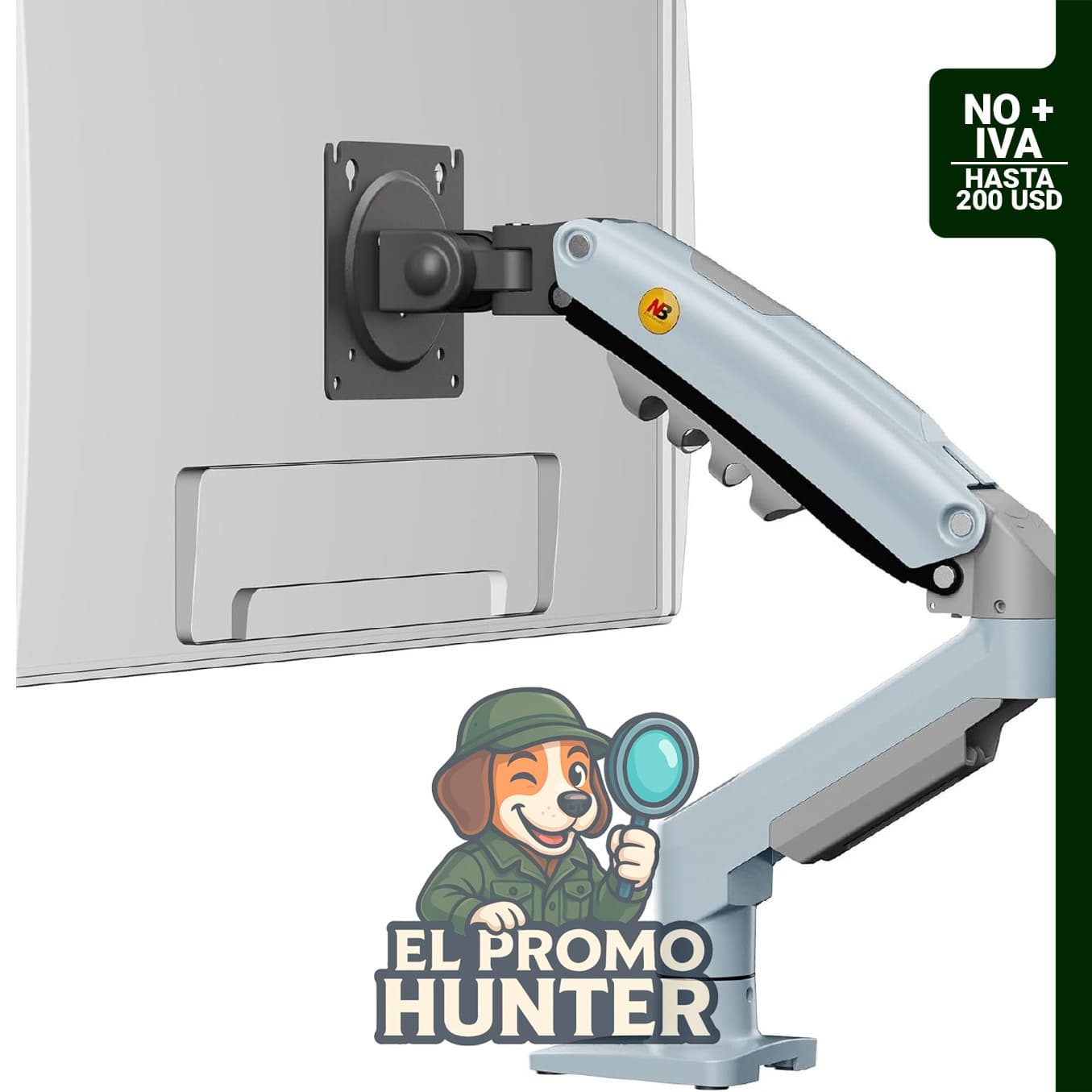 Soporte ajustable para monitor de 17 a 30" (43 a 76 cm) con rotación e inclinación, capacidad de 8.9 kg.