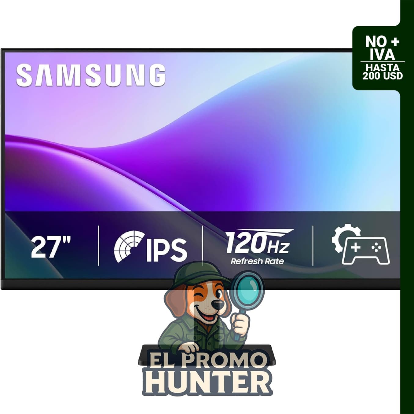 Monitor Samsung S3 de 27" (68.6 cm) FHD, 120 Hz, panel IPS, sin parpadeo, modo protector de ojos.