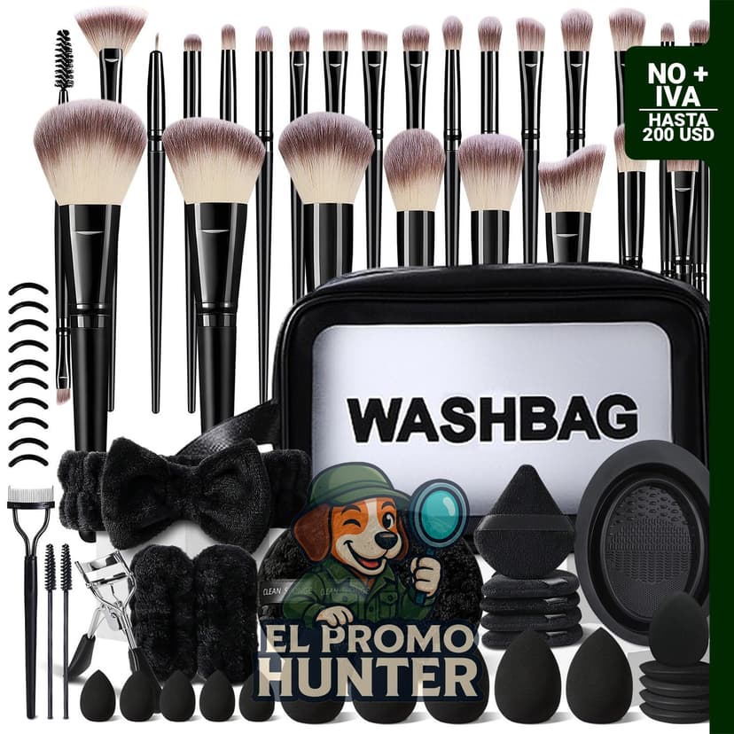 Juego de brochas de maquillaje KUORYZAL, 66 piezas con estuche sintético.