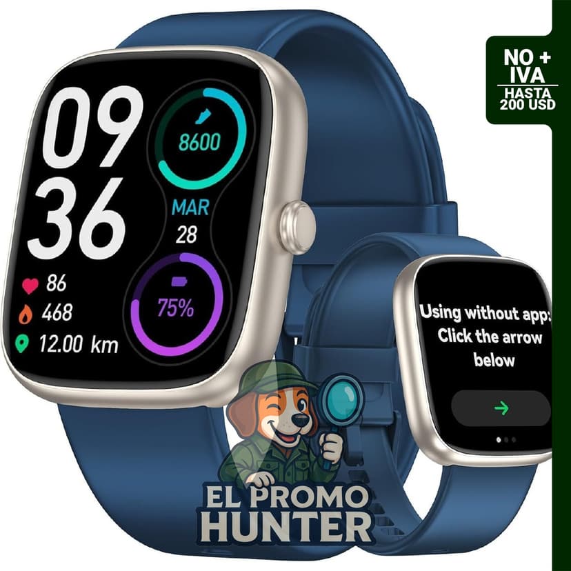 Reloj podómetro impermeable con monitor de frecuencia cardíaca, contador de pasos y seguimiento del sueño.