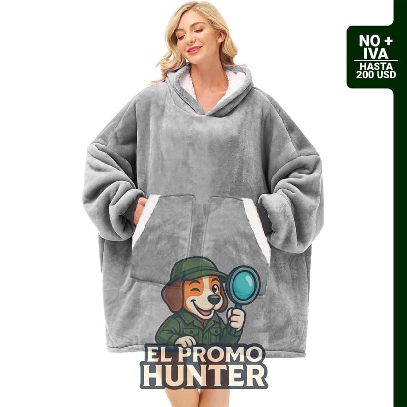 Manta sudadera Sherpa extragrande con capucha, fabricada en material suave y cálido.
