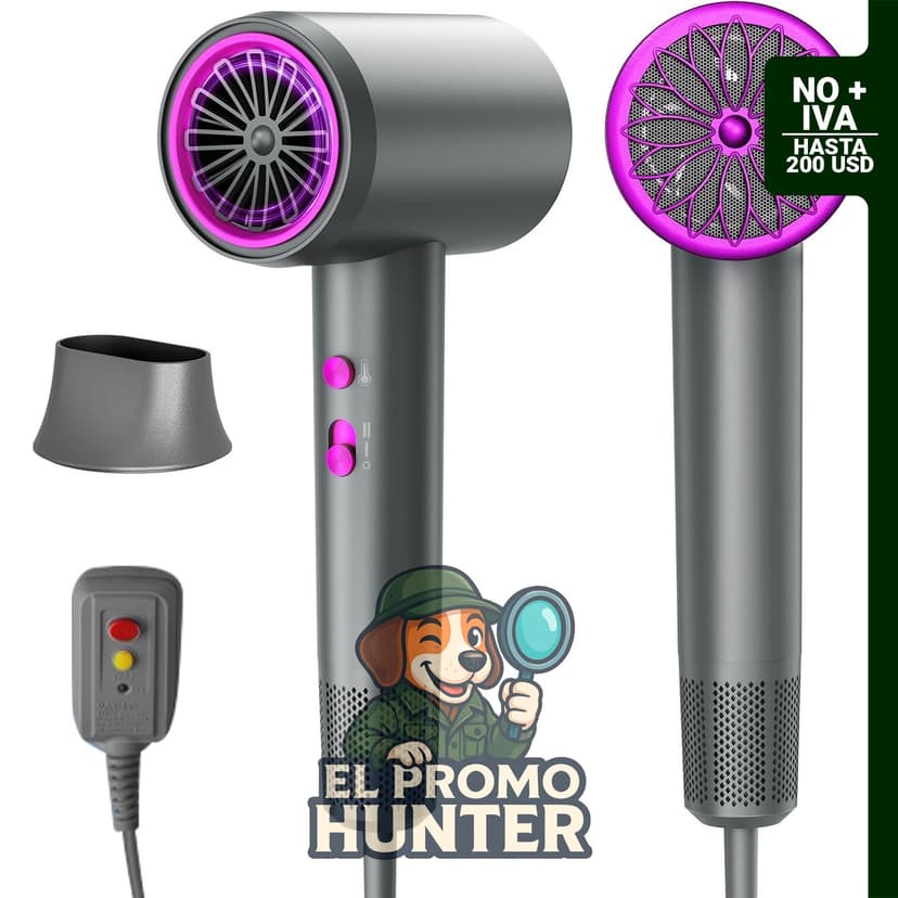 Secador iónico de 1500 W, 110.000 RPM, diseñado para secado rápido.
