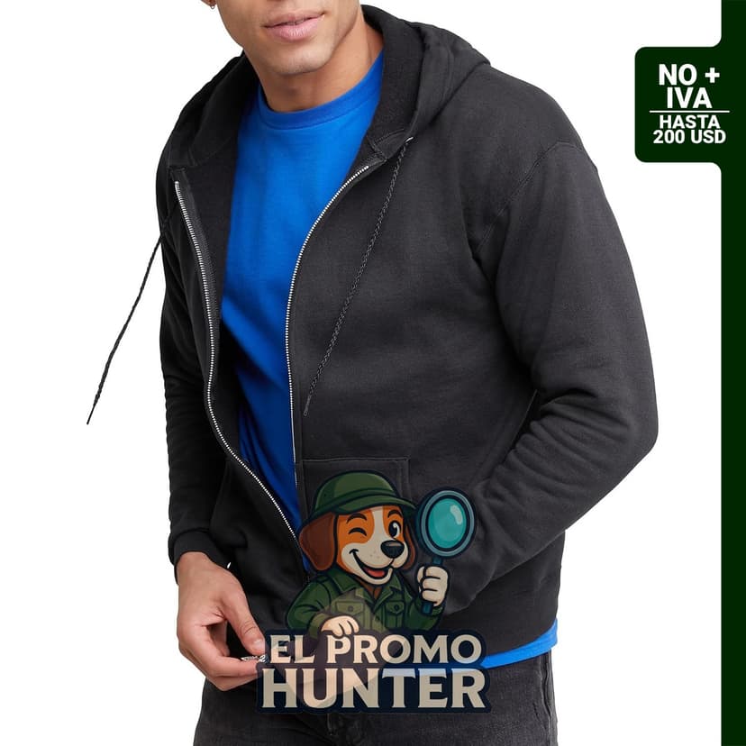 Sudadera unisex Hanes EcoSmart con capucha y cremallera.
