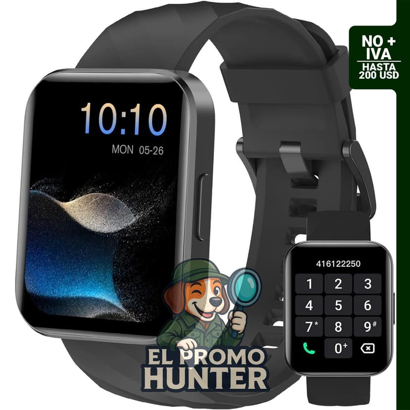 Reloj inteligente de 1.85" con resistencia IP68 y función de llamadas.