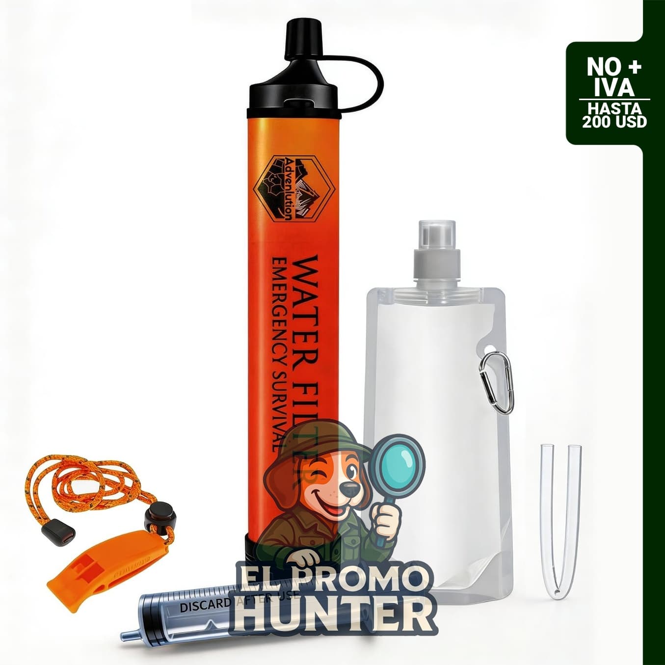 Filtro de agua portátil con capacidad de filtración de 0,1 micras para 6057 L.