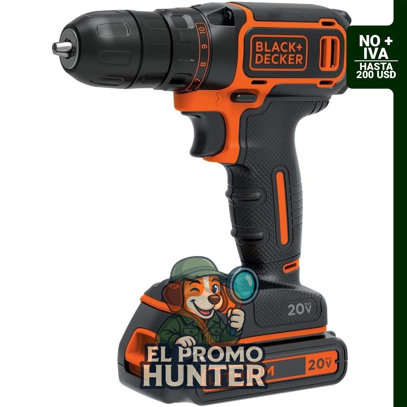 Kit de taladro/destornillador inalámbrico BLACK+DECKER de 20 V MAX con batería.