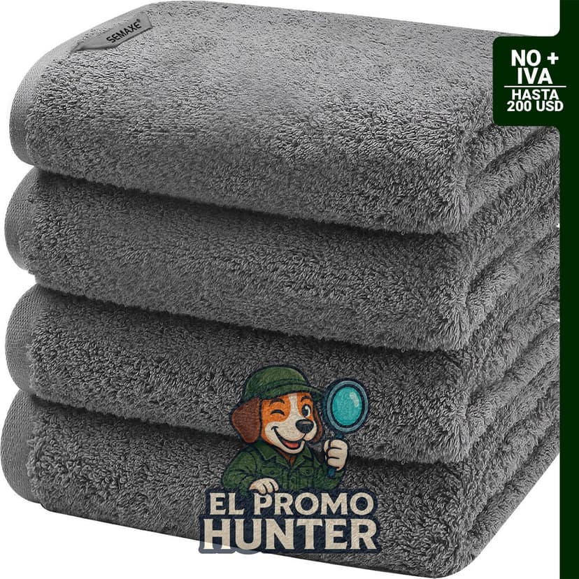 Juego de toallas de mano gris 100% algodón, 16 x 27 pulgadas, paquete de 4, certificado OEKO-TEX.