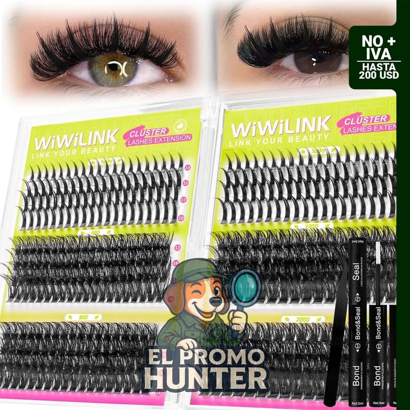 Kit de racimos de pestañas con 456 unidades, incluye pestañas de 60D, 80D, 100D y 200D, rizado D, tamaño de 15/32" a 45/64" (1.2 cm a 1.8 cm).