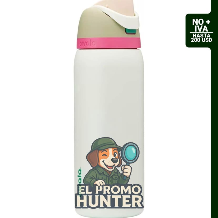 Botella de agua de acero inoxidable Owala, tapa abatible, capacidad de 946 ml.