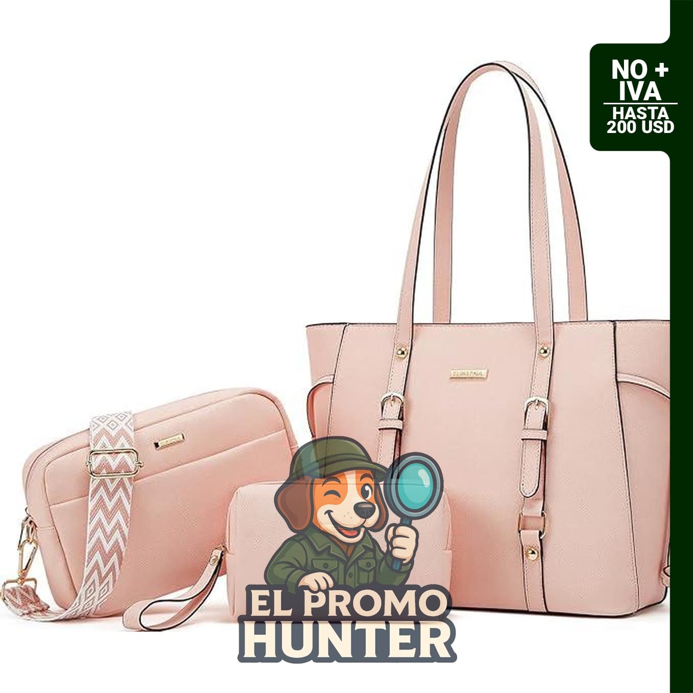 Juego de 4 bolsas de cuero sintético para mujer: tote, hombro, mano y cartera.