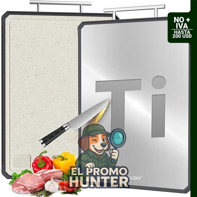 Tabla de cortar de titanio de doble cara con ranura para jugos, material de grado alimenticio.