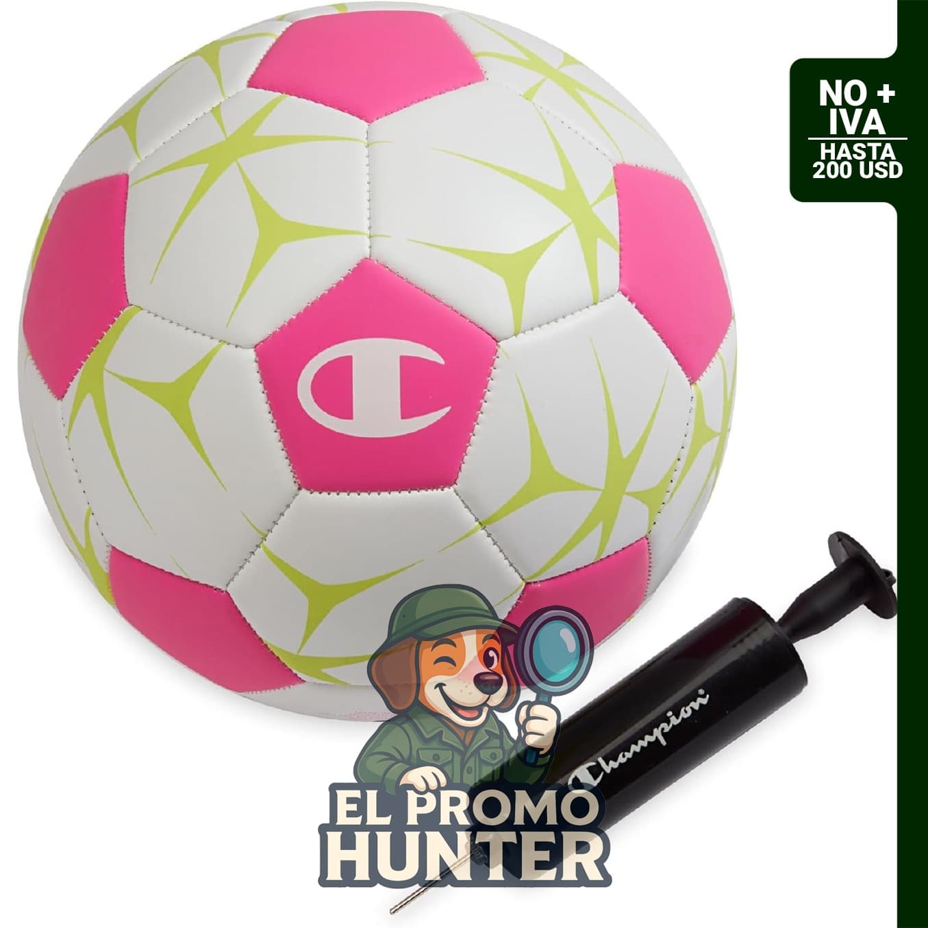 Pelota de fútbol Champion, diseño de 32 paneles, cubierta de PVC, incluye bomba, tamaños 3, 4 y 5.