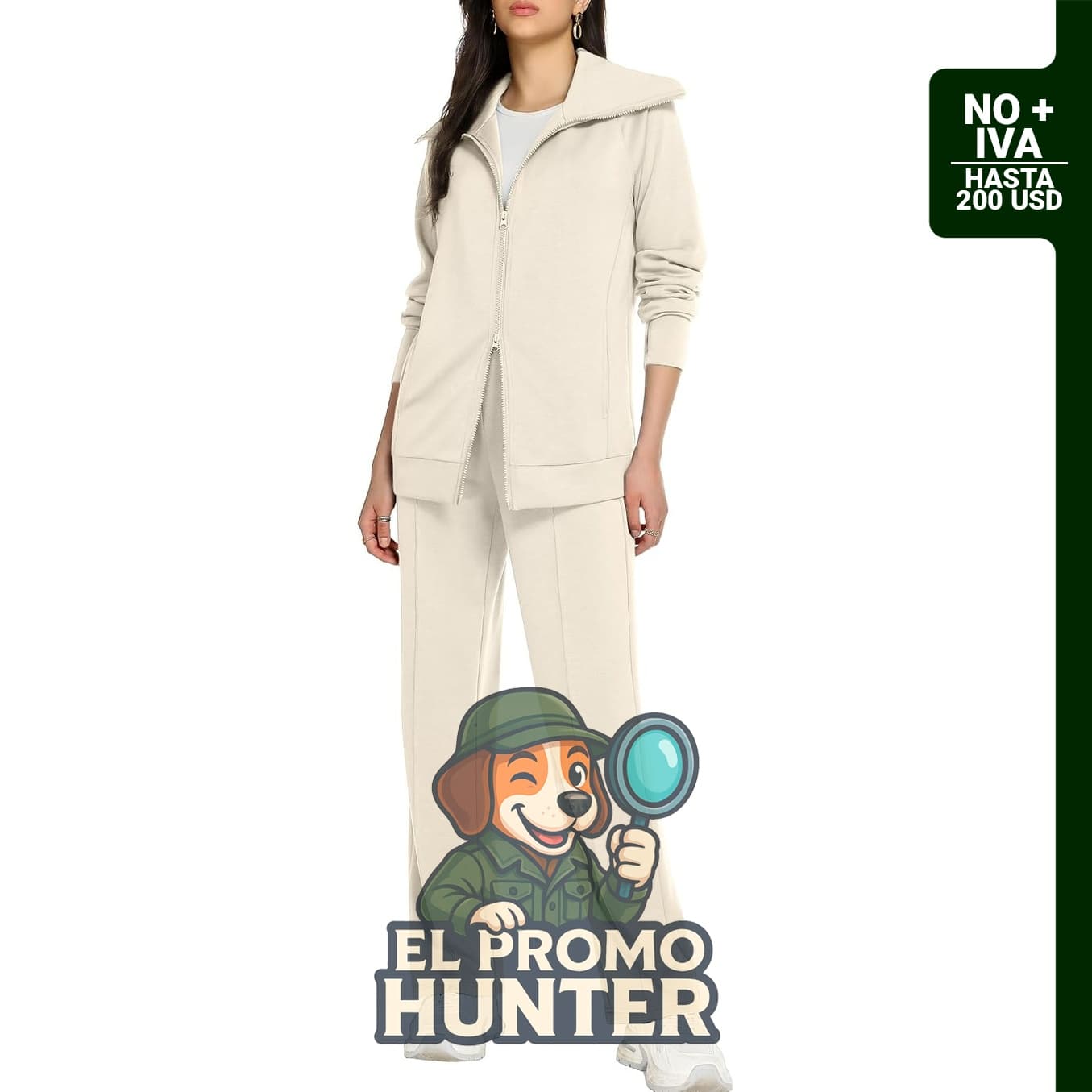 Conjunto deportivo de manga larga y pantalón de pierna ancha para mujer.