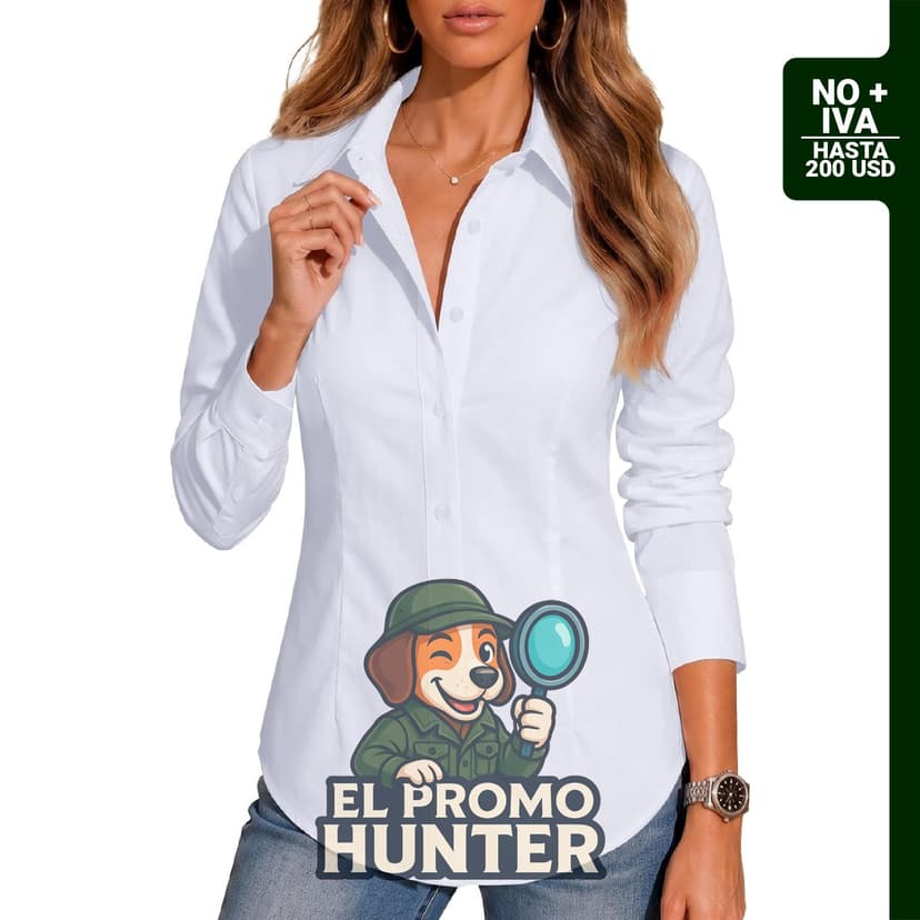 Camisa de algodón para mujer, manga larga, sin arrugas, disponible en tallas XS-6XL.