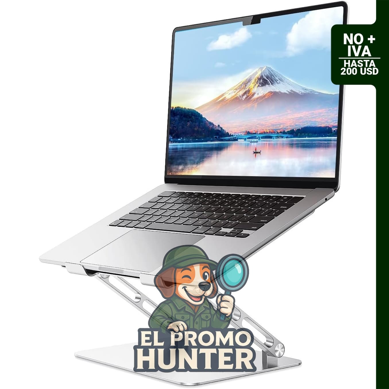 Soporte ergonómico para laptop ajustable de aluminio, compatible con computadoras de 10 a 17.3 pulgadas.