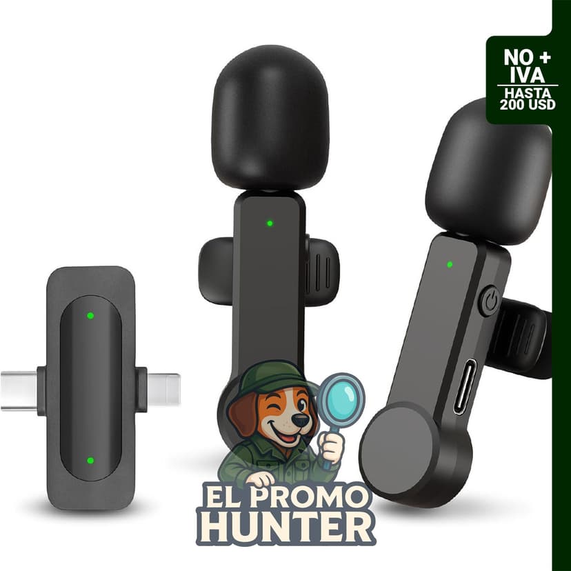 Micrófono inalámbrico de solapa Lavalier, compatible con iPhone, iPad y Android, con cancelación de ruido y conexión USB C.