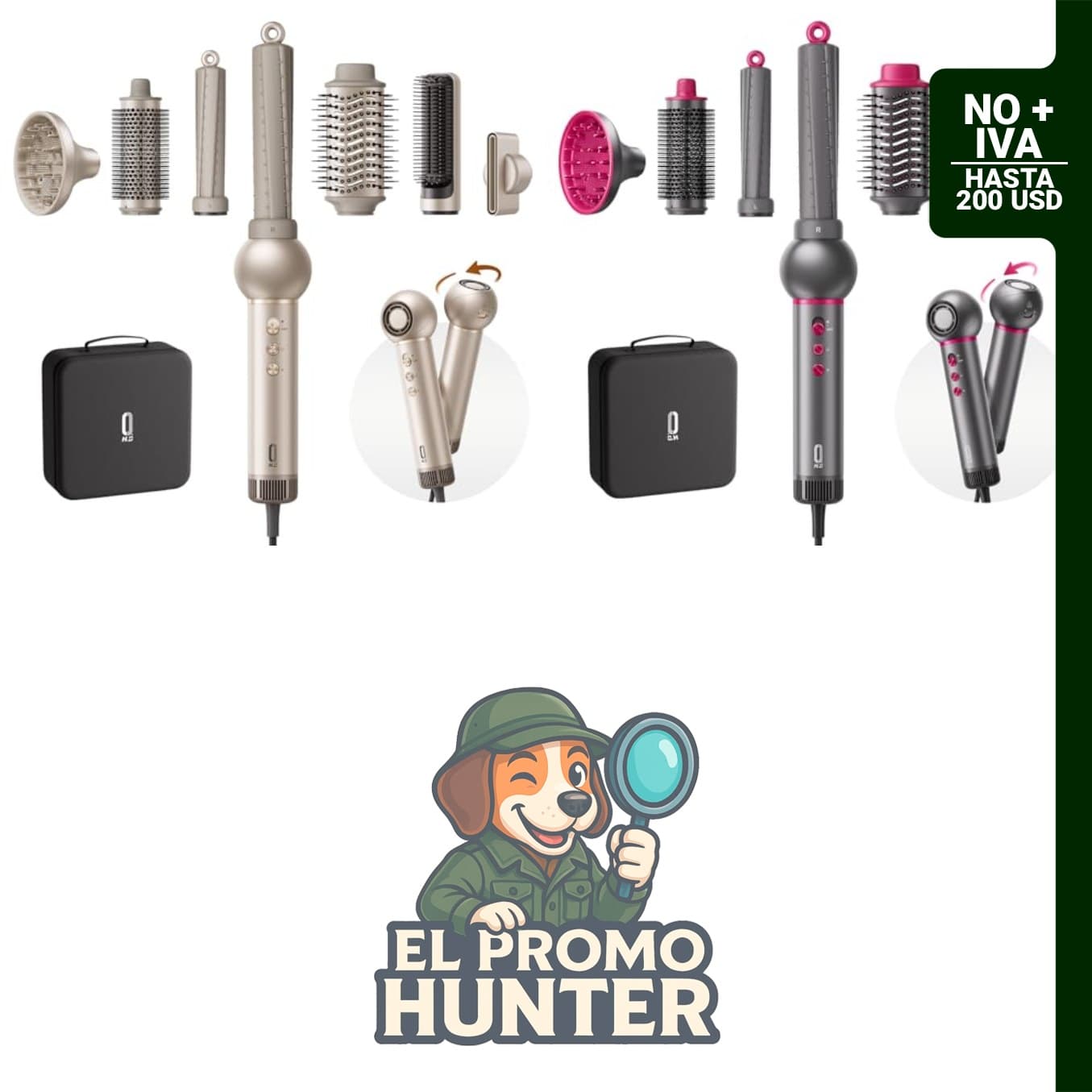 O.H.B 8 en 1 Air Styler, cepillo secador de pelo con 110,000 RPM, incluye estuche de viaje.