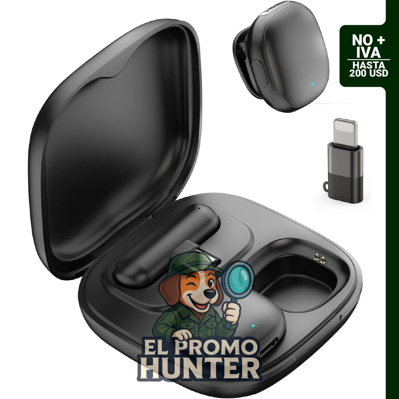 Micrófono inalámbrico Lavalier con cancelación de ruido Ai, compatible con iPhone y Android, incluye estuche de carga de 35 horas.