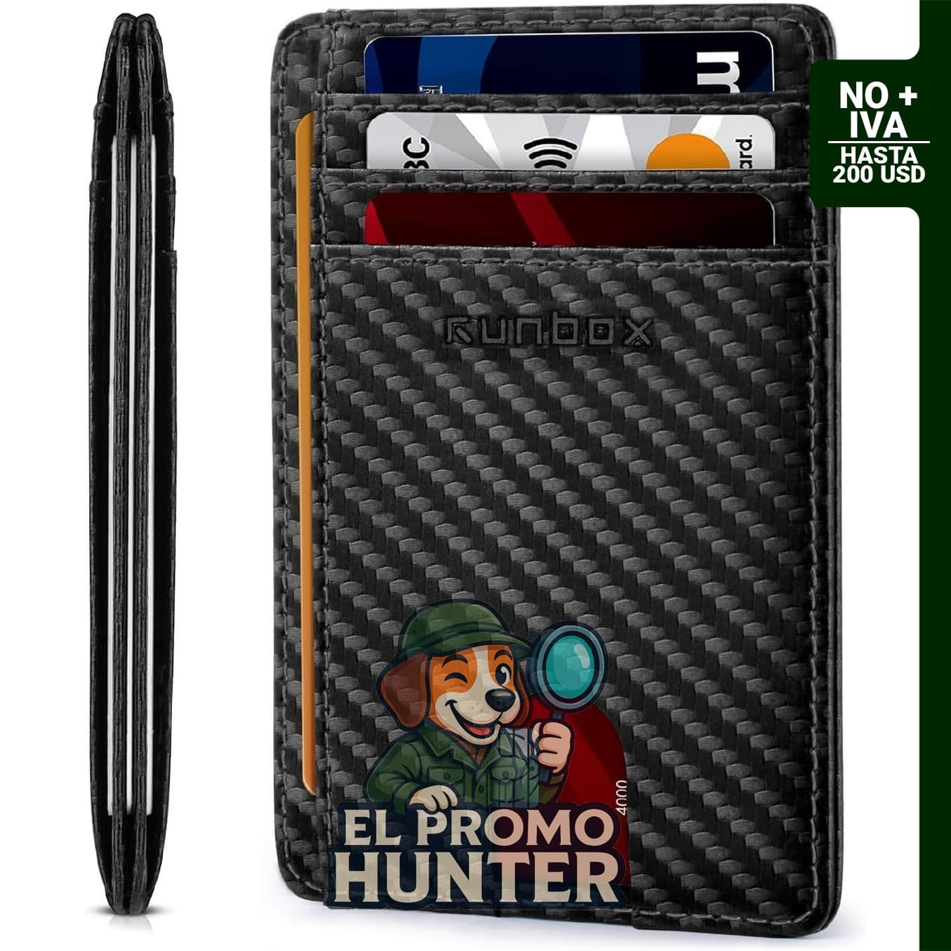 Carteras de cuero delgadas y minimalistas con bloqueo RFID, diseño de 8 ranuras para tarjetas y documentos.