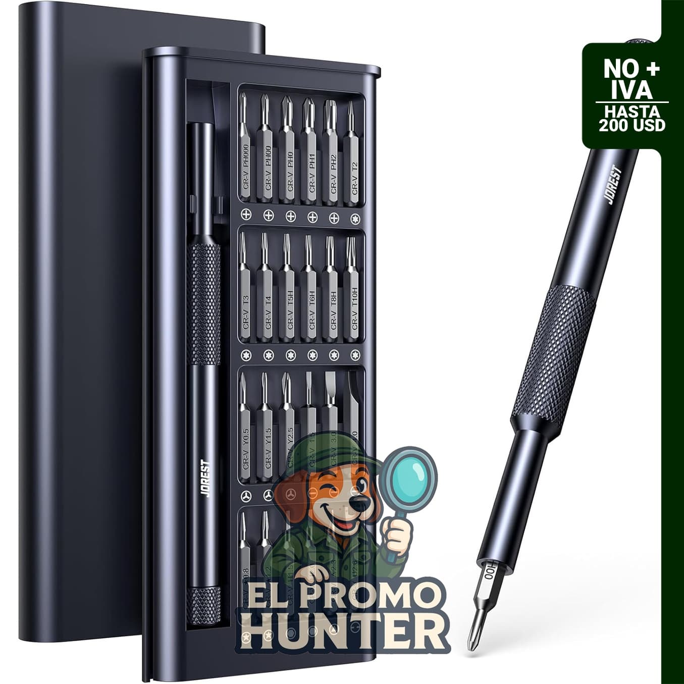 Juego de destornilladores de precisión de 25 piezas, compatible con dispositivos como Macbook, iPhone, PS5 y Xbox.