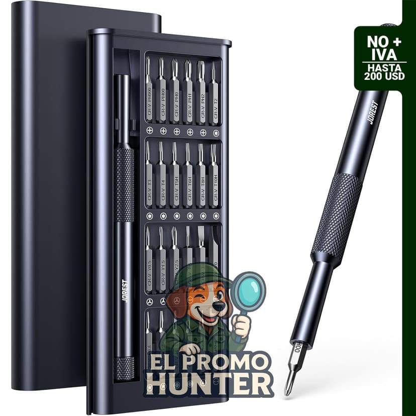 Juego de destornilladores de precisión de 25 piezas, compatible con dispositivos como Macbook, iPhone, PS5 y Xbox.