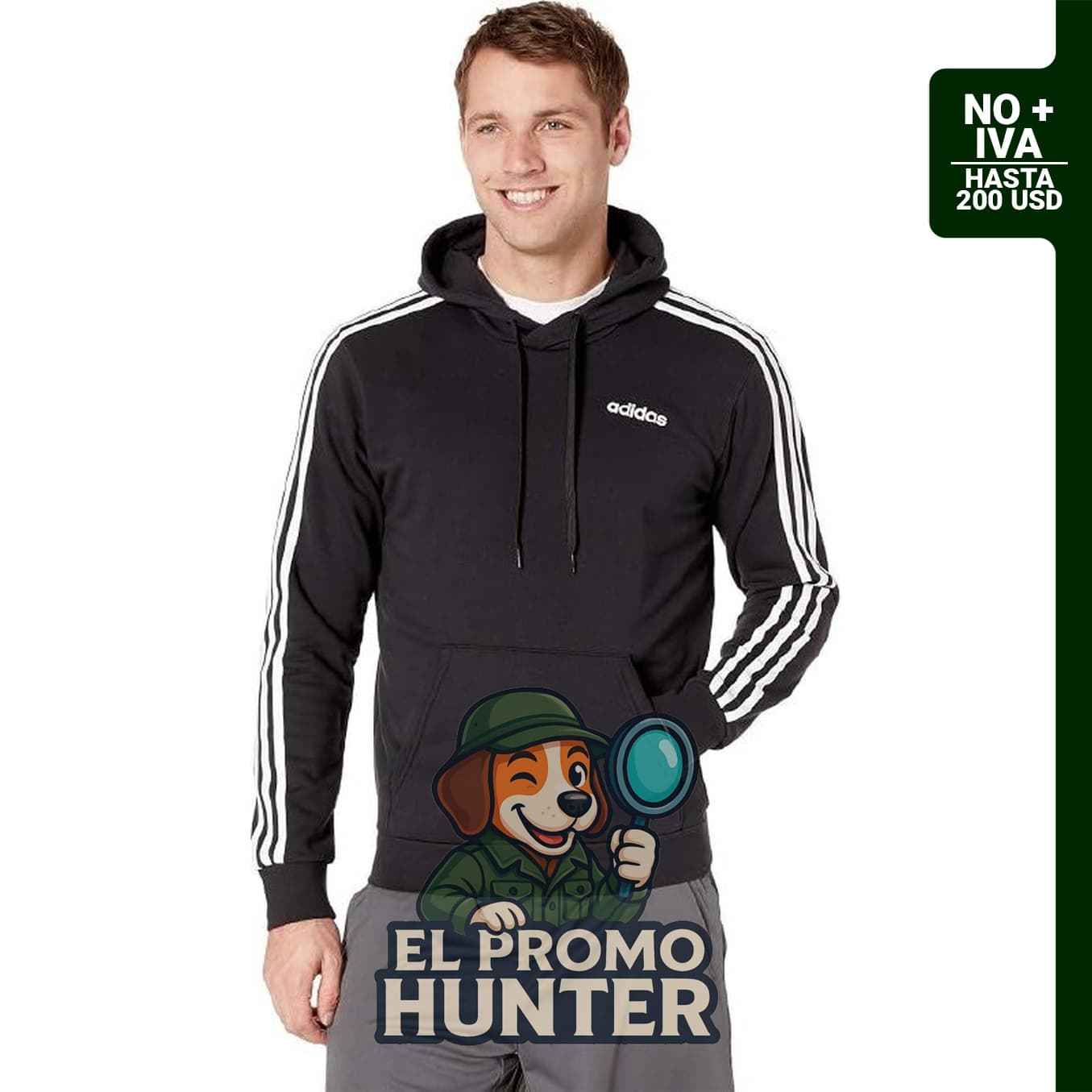 Sudadera con capucha adidas Essentials para hombre, talla XL, con 3 rayas.