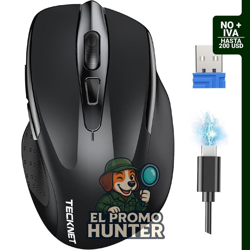 Mouse inalámbrico TeckNet Pro M003, conexión 2.4G, batería de 800 mAh, 6 niveles de DPI hasta 4800.