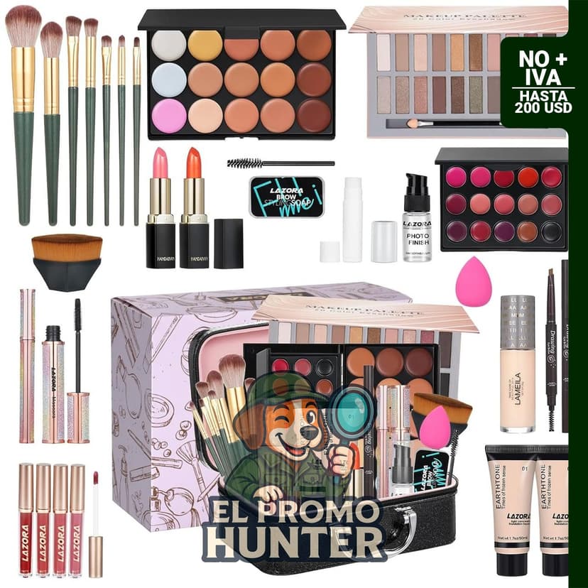 Kit de maquillaje LAZORA para mujer, incluye productos esenciales para el maquillaje.