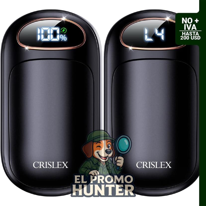 Calentadores de manos eléctricos recargables, paquete de 2, 4 niveles de calor, pantalla LED.