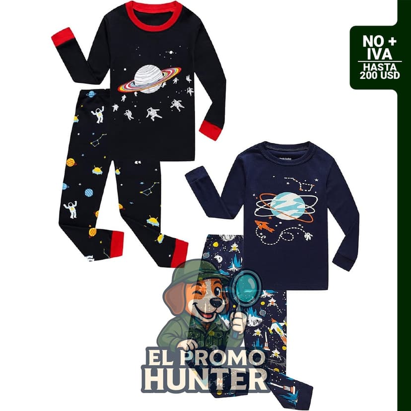 Conjunto de 2 pijamas de Navidad a rayas para niños y niñas, 100 % algodón.