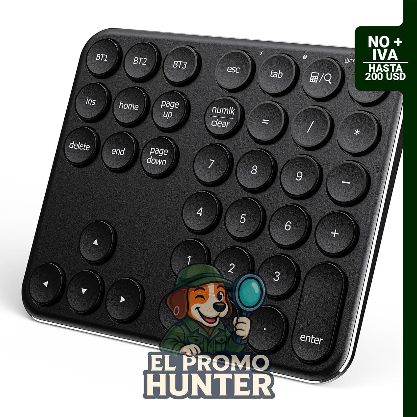 Teclado numérico Bluetooth iClever, inalámbrico, USB-C recargable, 35 teclas, compatible con laptop, Mac, iMac y PC.