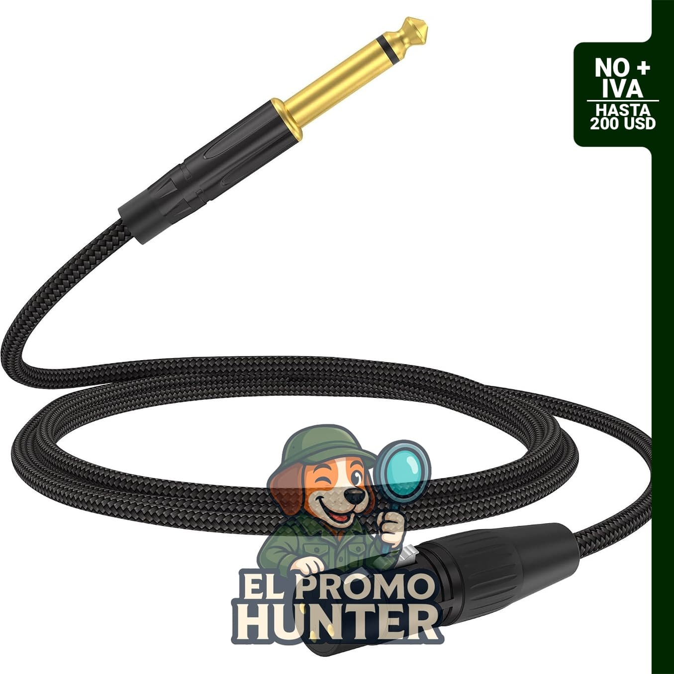 Cable XLR hembra a 1/4 TS macho, 6 pies, para micrófonos inalámbricos y sistemas de sonido.