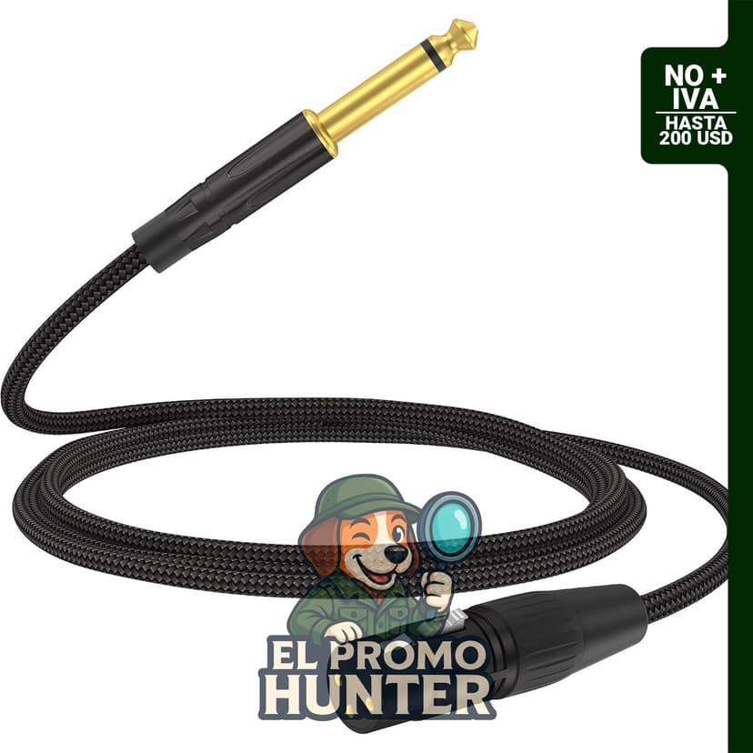 Cable XLR hembra a 1/4 TS macho, 6 pies, para micrófonos inalámbricos y sistemas de sonido.