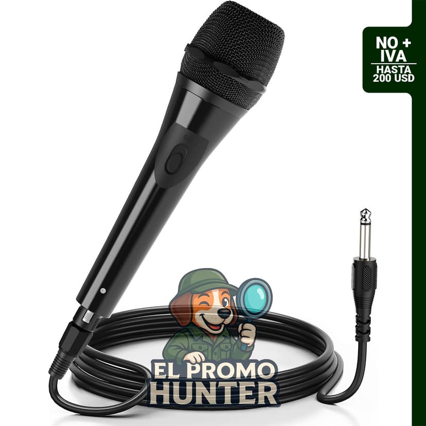 Micrófono dinámico cardioide de 0.250 in, adecuado para karaoke y eventos.