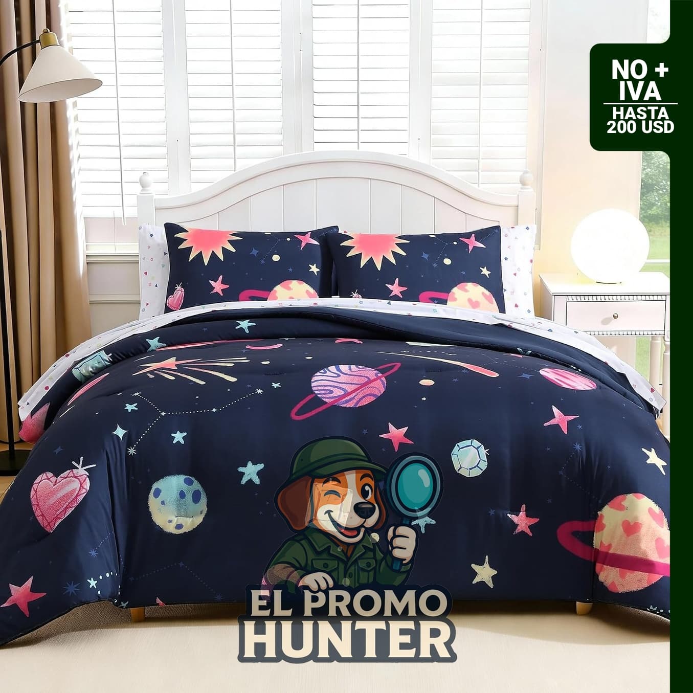 Juegos de edredón Twin XL Planet Space de 5 piezas para cama.