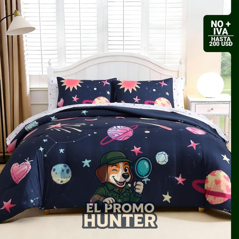 Juegos de edredón Twin XL Planet Space de 5 piezas para cama.