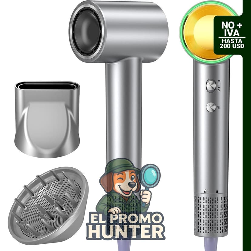 Secador de pelo iónico de 150,000 RPM, ligero y portátil.